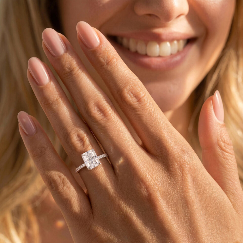 3.5 Carat Radiant Cut Moissanite Engagement Ring Hidden Halo Pave Bridal Ring (13)