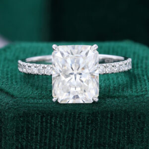 Half Eternity Band 3.5 Carats Radiant Cut Moissanite Hidden Halo Engagement Ring (1)