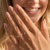 Moissanite Curved Wedding Band with Rose Accents Floral Inspired Wedding Ring (1)