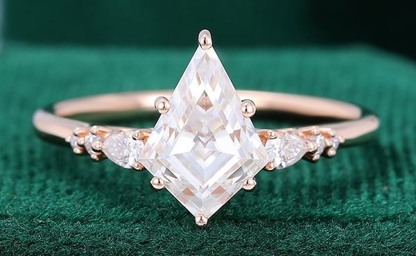 Unique Kite Cut Moissanite Rose Gold Diamond Engagement Ring
