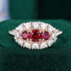 Ruby & Diamond Vintage Cluster Engagememt Ring Victorian Style Evil Eye Ring (1)