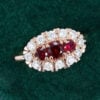 Ruby & Diamond Vintage Cluster Engagememt Ring Victorian Style Evil Eye Ring (5)