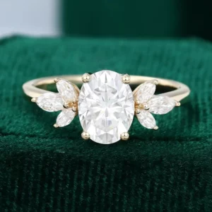 Yellow Gold Oval Moissanite Engagement Ring