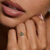 Kite Cut Moss Agate Bridal Ring Set Nature Inspired Leaf Ring Set (1)