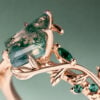 Kite Cut Moss Agate Bridal Ring Set Nature Inspired Leaf Ring Set (4)