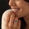 Kite Cut Salt and Pepper Diamond Bridal Ring Set Speckled Diamond Engagement Ring Set (1)