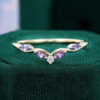 Lavender Tones Tanzanite & Amethyst Seagull Arc Curved Wedding Band