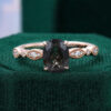 Oval Cut Black Rutilated Quartz Engagement Ring Beaded Milgrain Design Promise Ring (12)