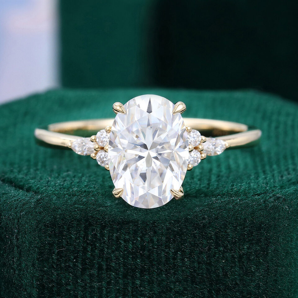 Oval Cut Moissanite Engagement Ring Classic Bridal Ring