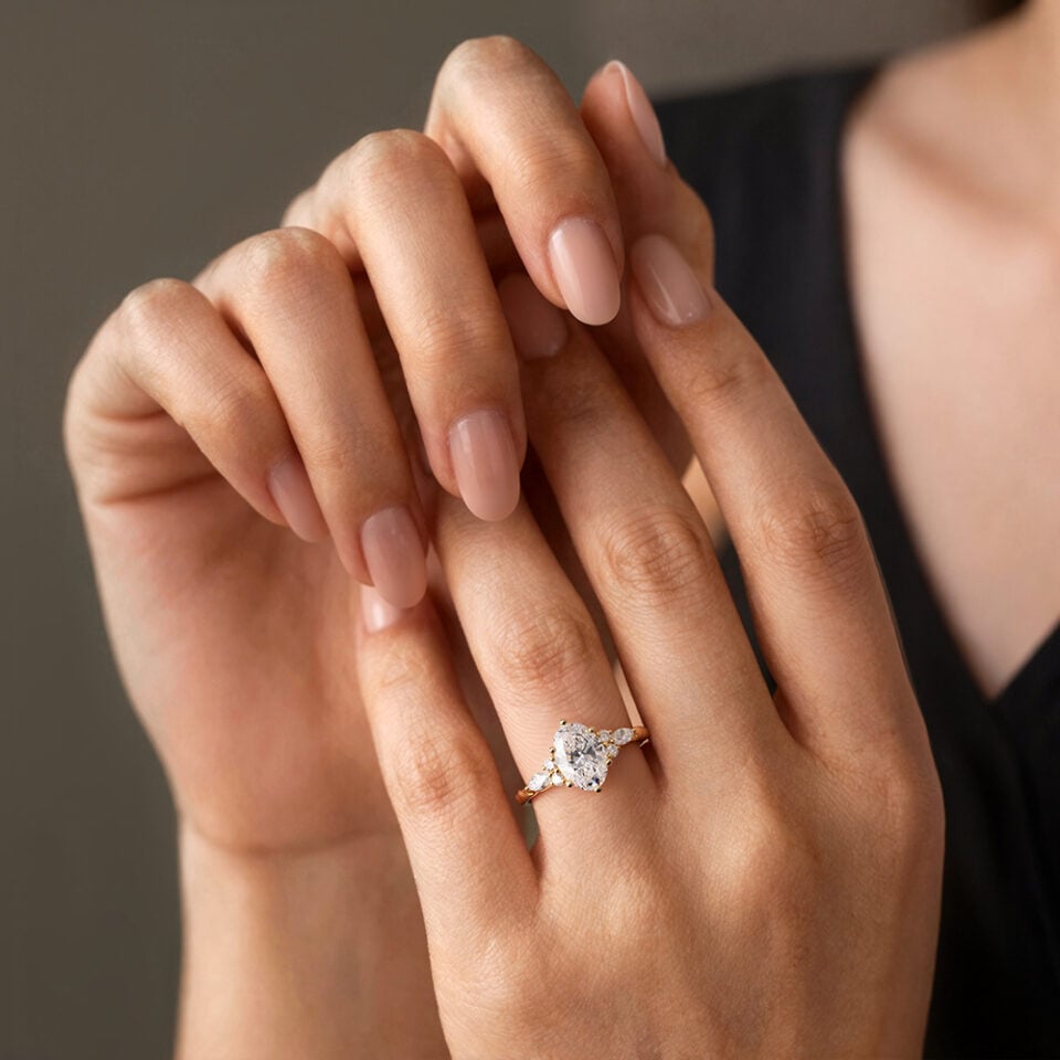 1.5CT Oval Cut Lab Diamond Twisted Band Engagement Ring (1)