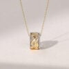 1418K Yellow Gold Mixed Diamond Circle Pendant Unique Necklace for Women (1)