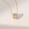 1418K Yellow Gold Mixed Diamond Circle Pendant Unique Necklace for Women (3)