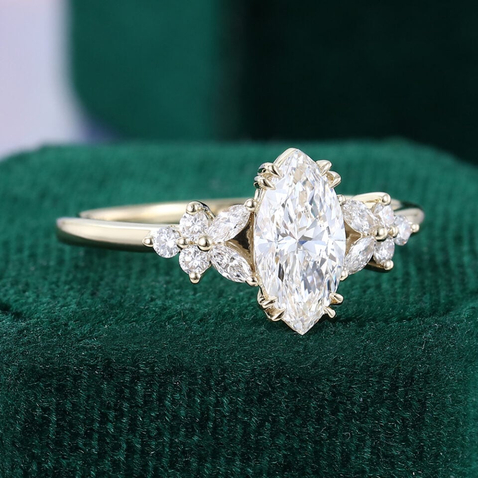 1CT Marquise Cut Lab Diamond Blossom Engagement Ring (2)