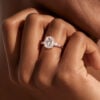 3 Carat Oval Cut Moissanite Engagement Ring With Trio Side Stones (1)