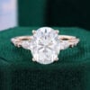 3 Carat Oval Cut Moissanite Engagement Ring With Trio Side Stones
