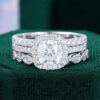 3PCS Cushion Cut Moissanite Engagement Ring Set Half Eternity Ring Set