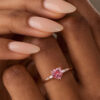 Heart-Shaped Pink Sapphire Ring Cute Gift Ring for Her