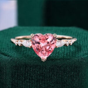 Heart Shaped Pink Sapphire Ring Cute Gift Ring for Her