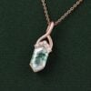 Hexagon Cut Moss Agate Necklace Fishtail Diamond Accented Pendant Gifts For Her (2)