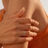 Hexagon Cut Moss Agate Promise Ring Nature Inspired Engagement Ring (2)