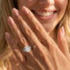 Oval Cut Moissanite Engagement Ring Set Art Deco Crown Design Bridal Set (2)