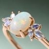 Oval Cut Natural Opal Engagement Ring Moonstone Accented Anniversary Ring (2)
