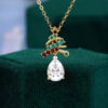 Pear Cut Moissanite Christmas Jingle Necklace