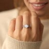 Princess Cut Lab Opal Engagement Ring Infinity Design Pavé Promise Ring