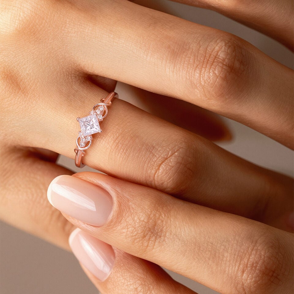 Princess Cut Moissanite Infinity Promise Ring Danity Engagement Ring (3)