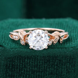 1 Carat Round Cut Moissanite Engagement Ring With Milgrain Designed