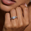 Round Cut Moissanite Engagement Ring Nature Inspired Leaf Ring (2)