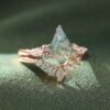 Kite Shaped Moss Agate Bridal Ring Set Moissanite Accented Wedding Set (1)