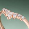 Kite Shaped Moss Agate Bridal Ring Set Moissanite Accented Wedding Set (2)