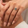 Pear Cut Moss Agate Bridal Ring Set Nature Inspired Leaf Ring Set (1)