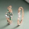 Pear Cut Moss Agate Bridal Ring Set Nature Inspired Leaf Ring Set (3)