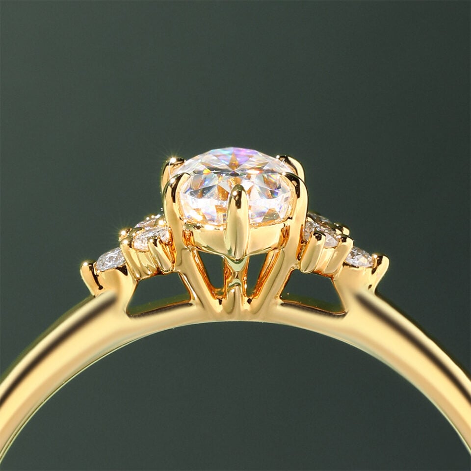 12 Carat Oval Cut Moissanite Bridal Set Dainty Engagement Ring Set (8)