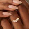 Alternating Marquise & Baguette Moissanite Sunrise Wedding Band (3)