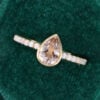 Bezel Set Pear Cut Pink Morganite Pavé Engagement Ring with Opal Accent (7)