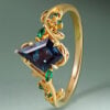 LeafLace Kite Cut alexandrite Engagement Ring with Emerald Accents (10)
