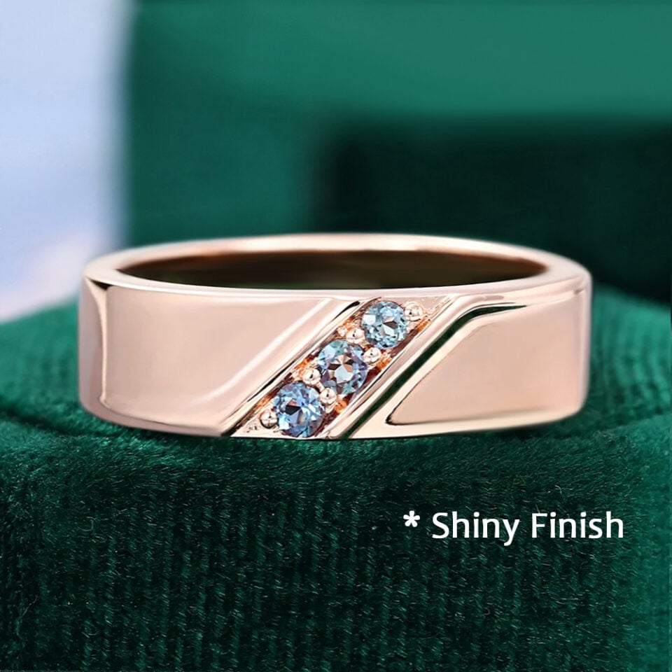 Luminous Path Alexandrite Gender Neutural Wedding Band - Shiny Finish