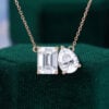 Pear & Emerald Cut Moissanite Toi Et Moi Necklace