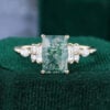 Art Deco Emerald Cut Moss Agate Ring with Moissanite Accents (1)