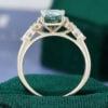 Art Deco Emerald Cut Moss Agate Ring with Moissanite Accents (3)