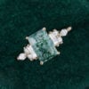 Art Deco Emerald Cut Moss Agate Ring with Moissanite Accents (4)