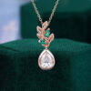 Bezel Set Pear Cut Moissanite Nature inspired Pendant Necklace
