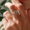 Emerald Cut Moss Agate Engagement Ring Twisted Band Marquise Accented Bridal Ring (2)