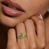 Kite Cut Moss Agate Bridal Ring Set Emerald Leaf Ring Set (3)