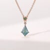 Kite Cut Moss Agate Necklace With Floral Emerald Accent (1)