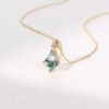 Kite Cut Moss Agate Necklace With Floral Emerald Accent (2)