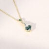 Kite Cut Moss Agate Necklace With Floral Emerald Accent (3)